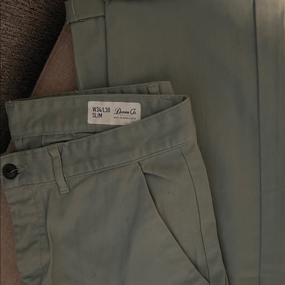 Denim&Co Slim Chinos in Sage